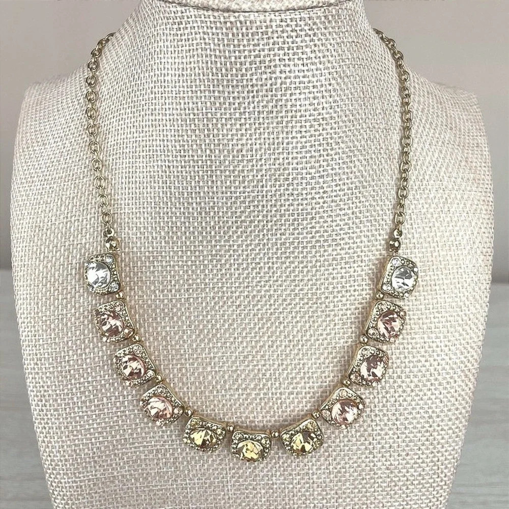 Crystal Pastel Statement Gold Tone Necklace Bling Statement Fairy Romantic